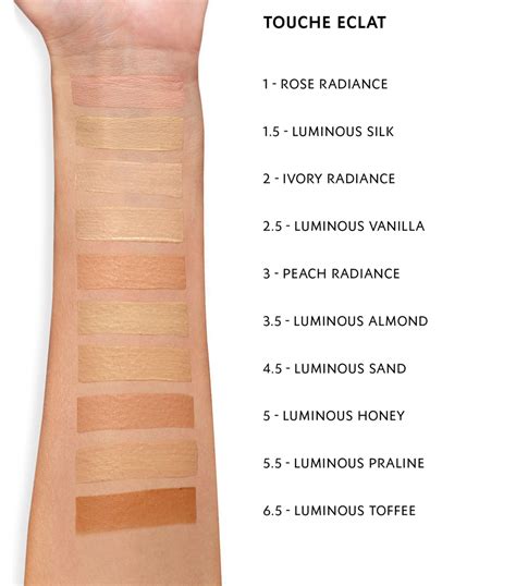 ysl touche eclat shades|YSL touche eclat colour chart.